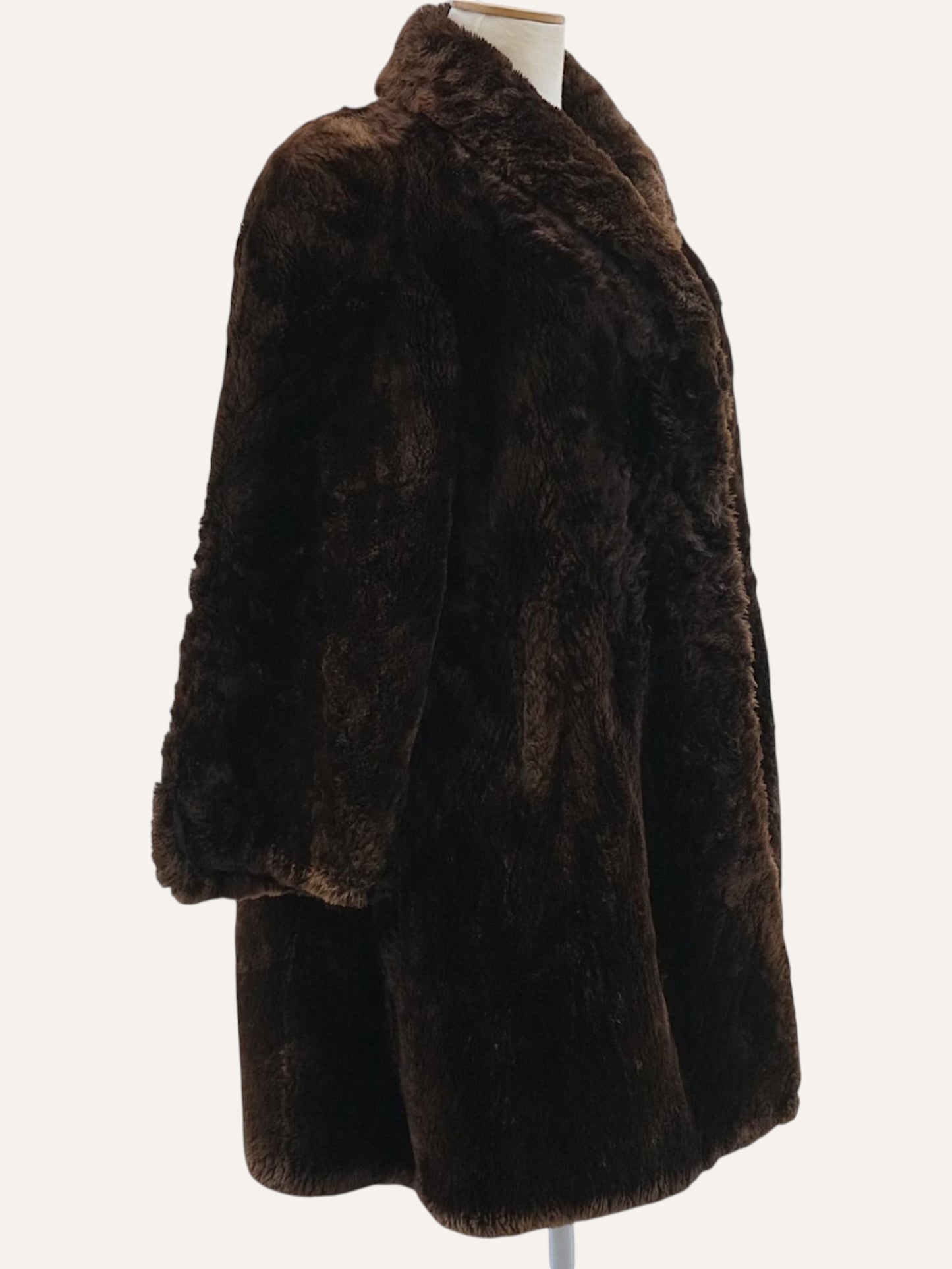 Nino Zollo Sheared Fur Maxi Coat in Dark Chocolate