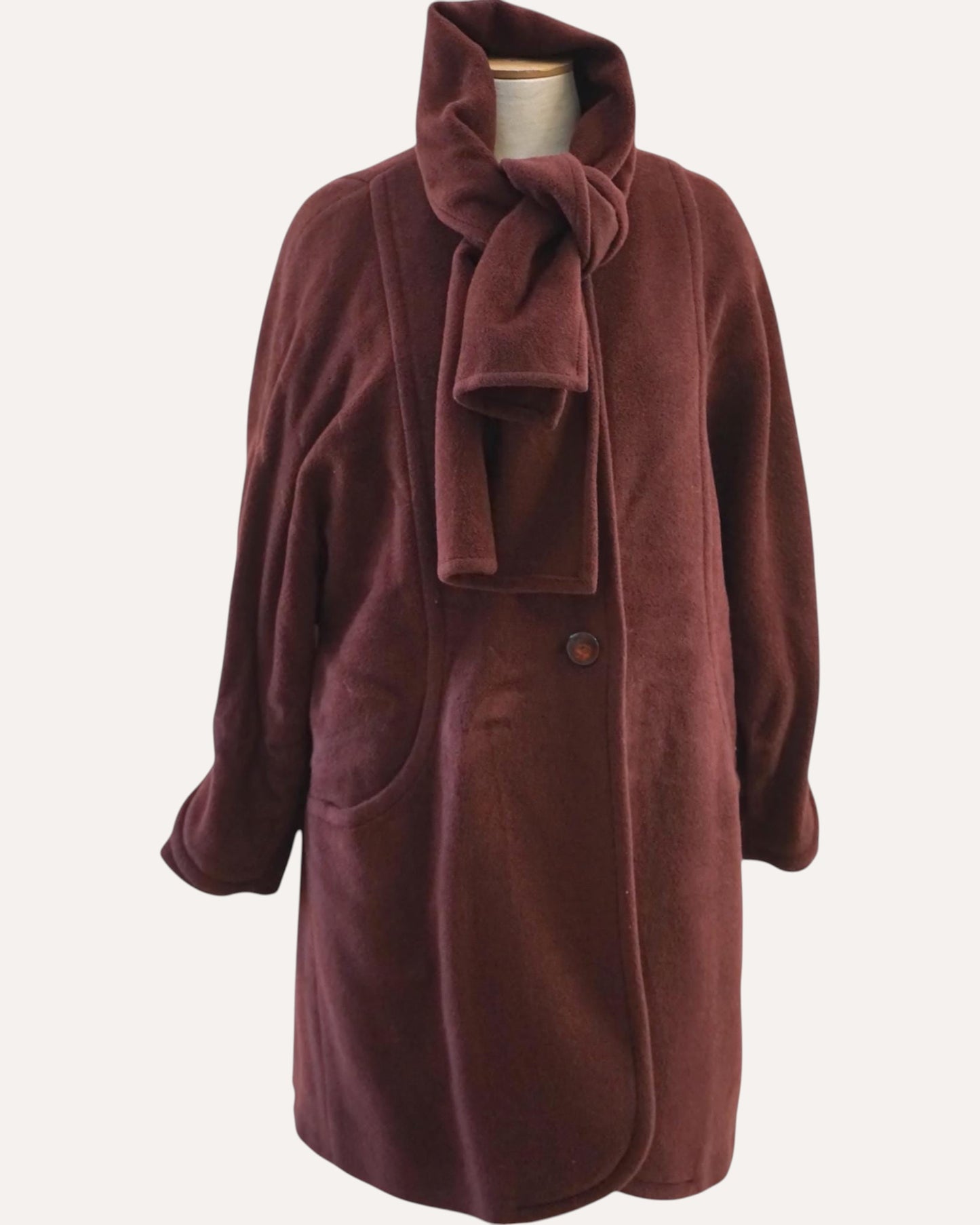 Donna Enrica Mohair & Wool Scarf-Collar Coat