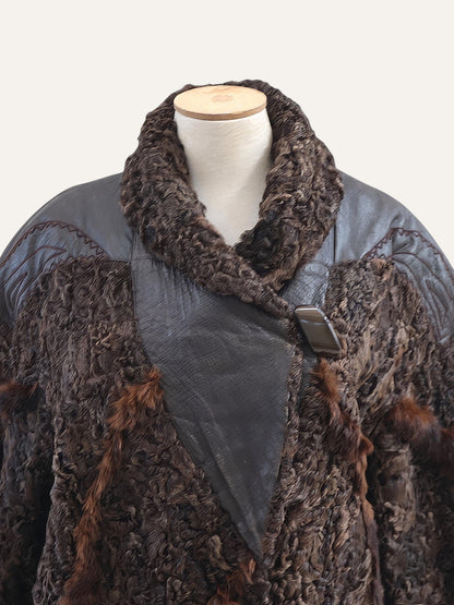 Swakara Fur Hand-Stitched Leather Coat