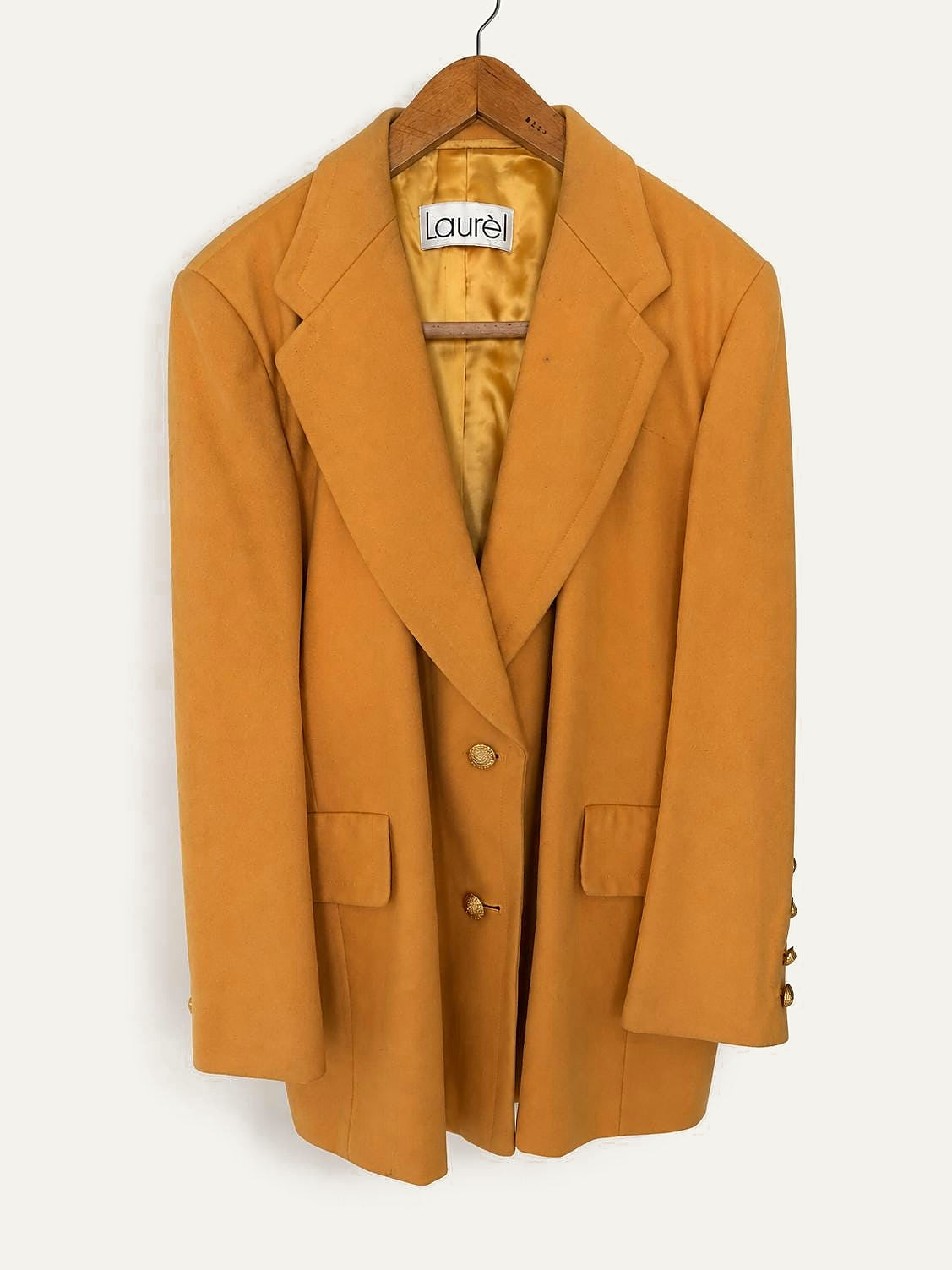 Laurèl virgin wool blazer in mustard with gold-tone buttons
