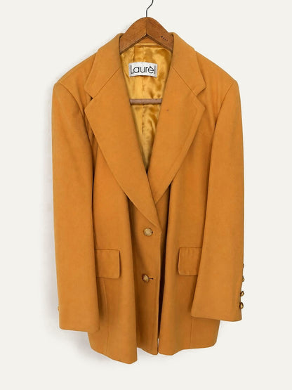 Laurèl virgin wool blazer in mustard with gold-tone buttons