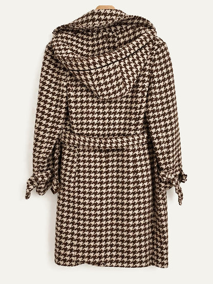 Back of the Max Mara houndstooth coat showing the hood
