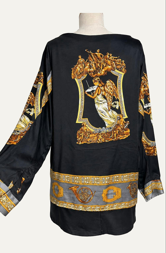 Back of the silk blouse showing the classical figure panel