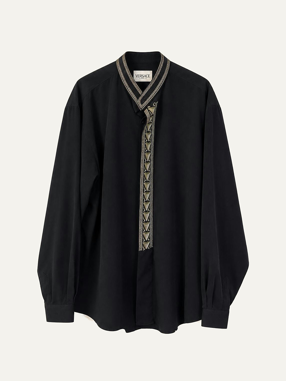 Versace Signature black tunic shirt with gold-tone woven trim